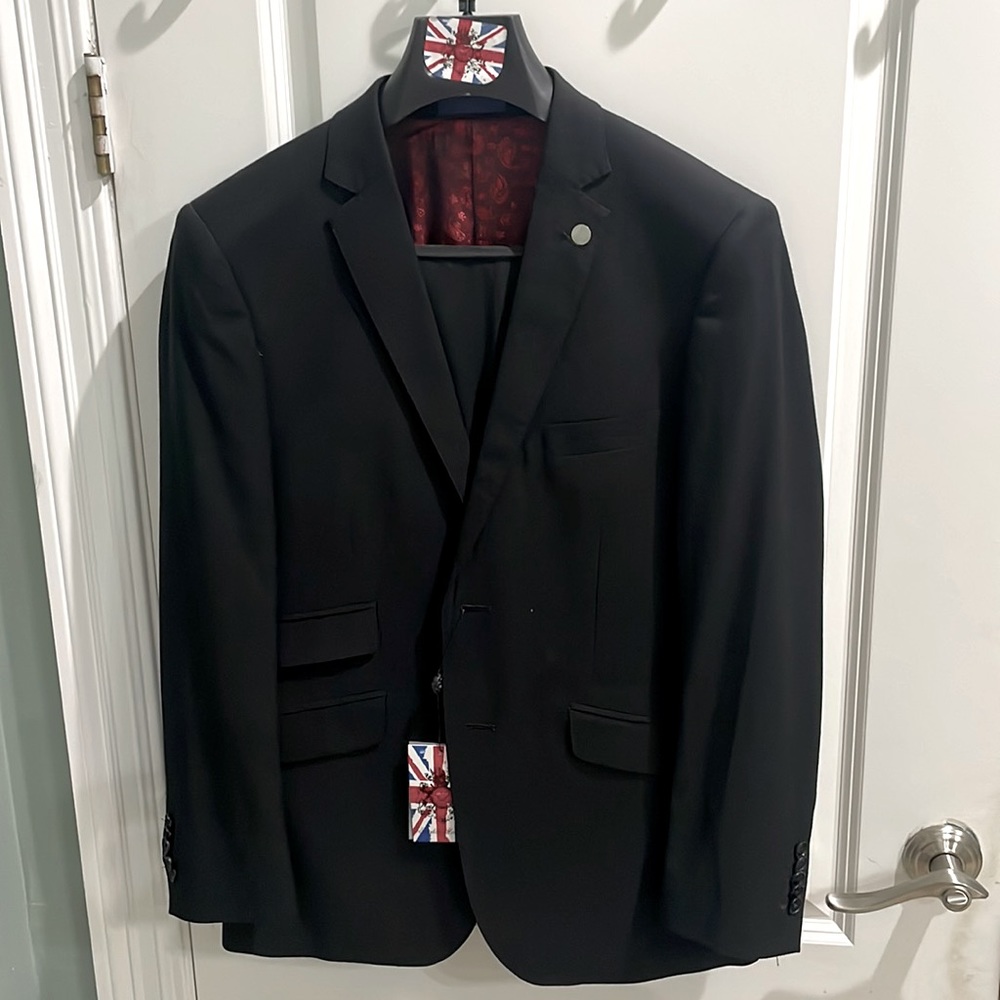 2 piece mens slim fit suit, black